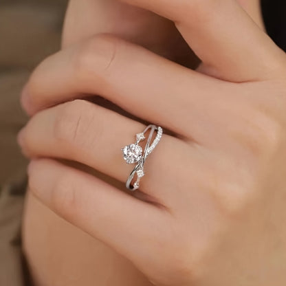 Adjustable Women’s Starry Sky Ring with Synthetic Cubic Zirconia