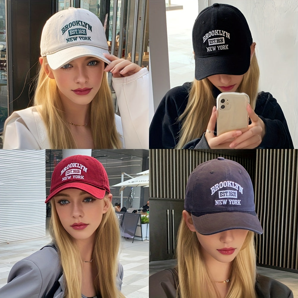 Brooklyn NY Embroidered Baseball Cap, Unisex Polyester Cotton Blend, Lightweight Breathable Sport Cap, Adjustable One Size, Hand Washable, Perfect for Valentine'S Day - Lightweight & Inelastic