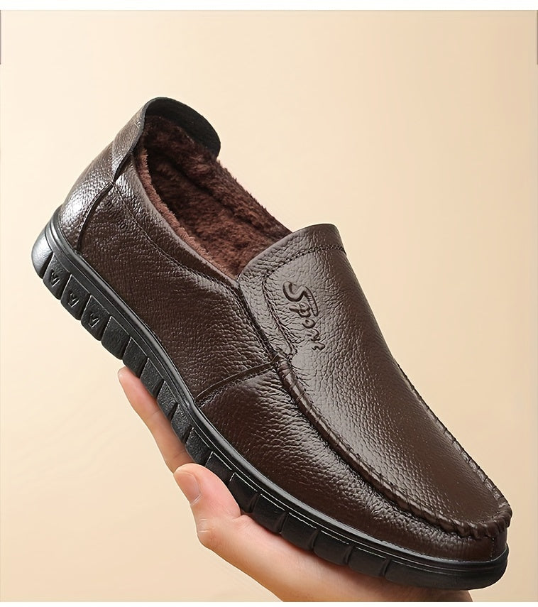 Men's Fuzz-lined Loafer Shoes, Comfy Non-slip Slip On Shoes, Men's Footwear, Fall And Winter