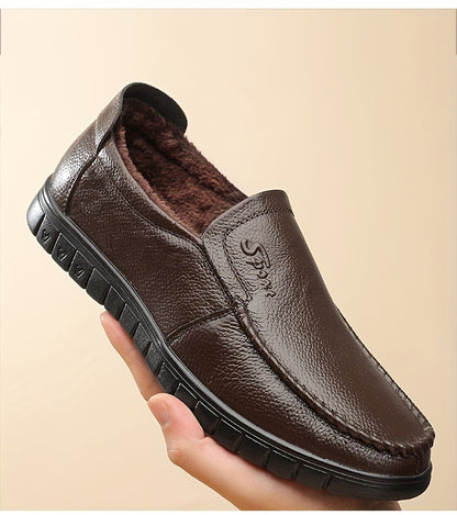 Men's Fuzz-lined Loafer Shoes, Comfy Non-slip Slip On Shoes, Men's Footwear, Fall And Winter