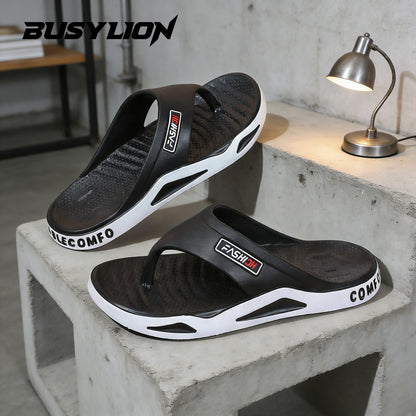 Men's Lightweight Fashion Sandals with Letter Print - Open Toe
