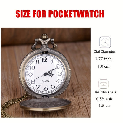 Retro Hollow Horse Quartz Pocket Watch Necklace, Animal Pendant Chain Souvenir Birthday Gift