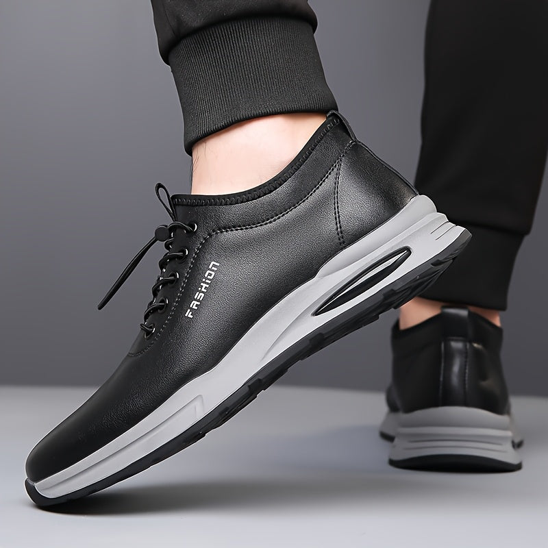 Men's Fashion Sneakers - Lightweight, Breathable Casual Shoes with Soft Rubber Sole, White  Black Design, Comfortable Low-Top Lace-Up Style for Casual Attire