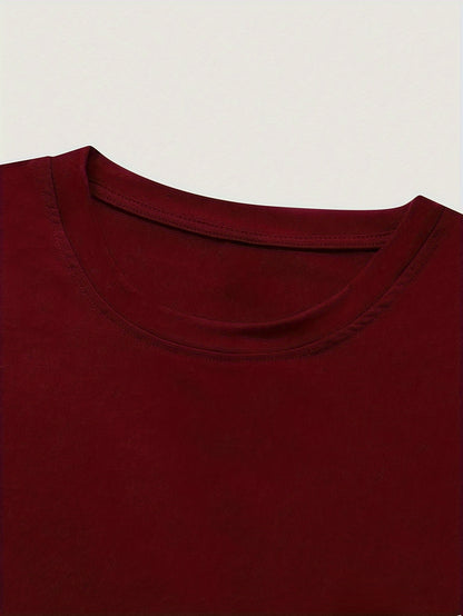 Men's Round Neck T-Shirt, Three-Color Patchwork Top with Asymmetric Double Stripes, Trendy Comfortable Breathable High-Quality Factory-Made Casual Fit