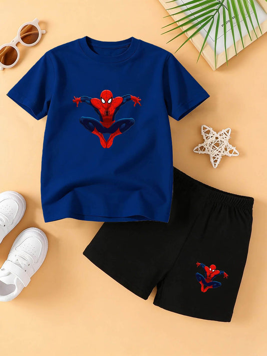 Baby Boy Summer Set: Short Sleeve Top & Shorts with Cartoon Prints