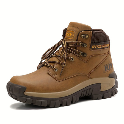 Men's Mid-Top Outdoor Hiking and Work Boots – Durable PU Leather