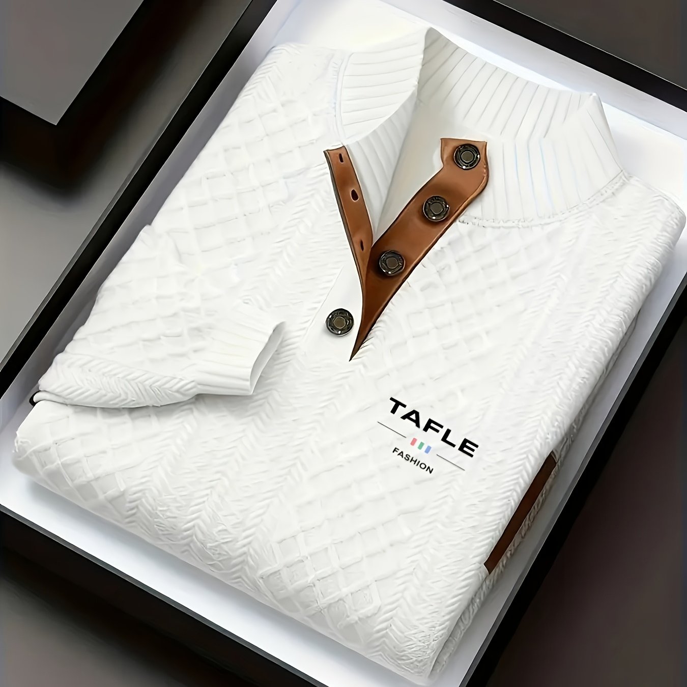 Milan High-Quality New Luxury Men'S Stand-Up Collar Jacquard Knitted Sweater, Casual Long-Sleeve Jacquard Golf Shirt