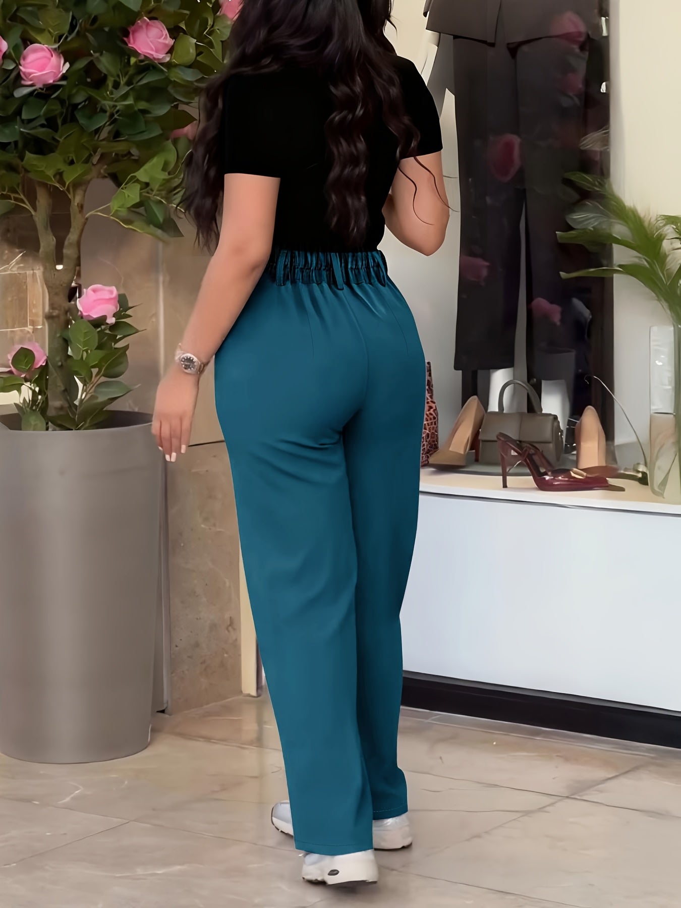 Women's Casual Slim-Fit Solid Color Long Pants