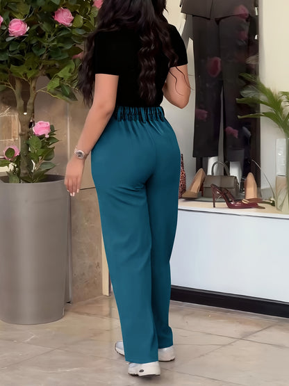 Women's Casual Slim-Fit Solid Color Long Pants