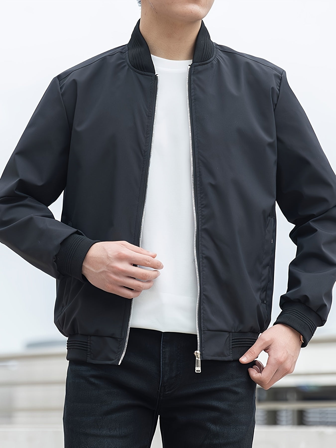 Men's Solid Color Business Jacket, Casual Stylish Outdoor Coat As Gift