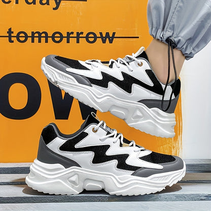 Men'S Casual Sports Shoes, Solid Color, Round Toe, Lace-Up, Faux Upper, Mesh Inner, EVA Sole, Cloth Insole, All-Season Comfort Sneakers