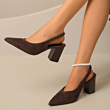 Women’s Elegant Chunky Heel Pointed Toe Summer Shoes