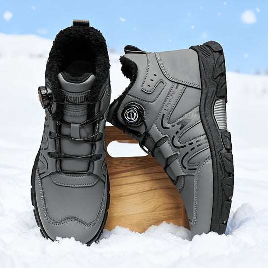 Men's Winter Warm Mid-Calf Boots with Upper & PVC Traction Outsole - Heavy-Duty Cold-Resistant Shoe for Snow, Ice, Slush - Cushioned Insole - Casual, Driving, Outdoor (Model 55017) - Ideal for /urban Use too