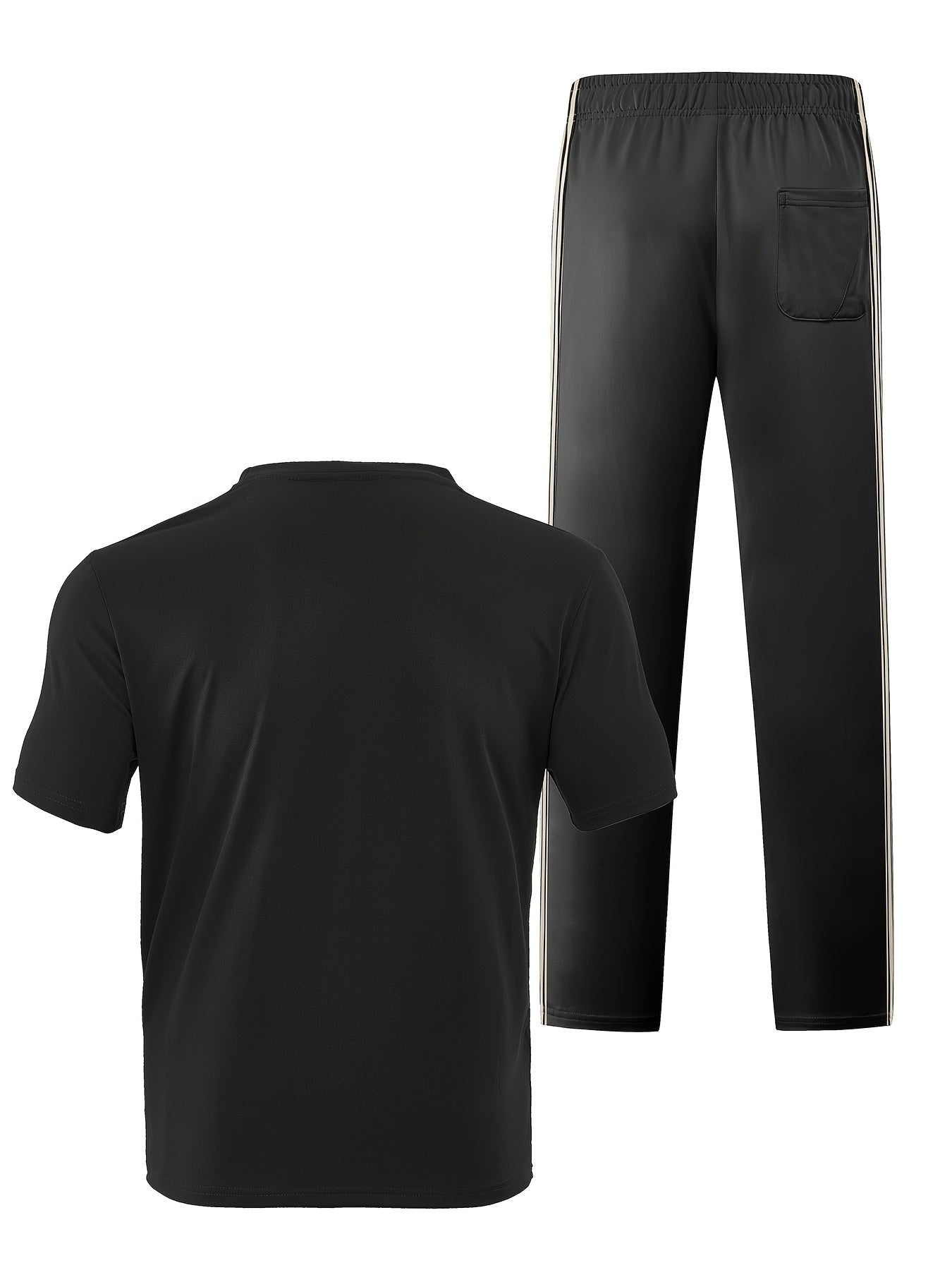 Men's Summer Quick-Dry Tracksuit Set with Striped Tee & Sweatpants