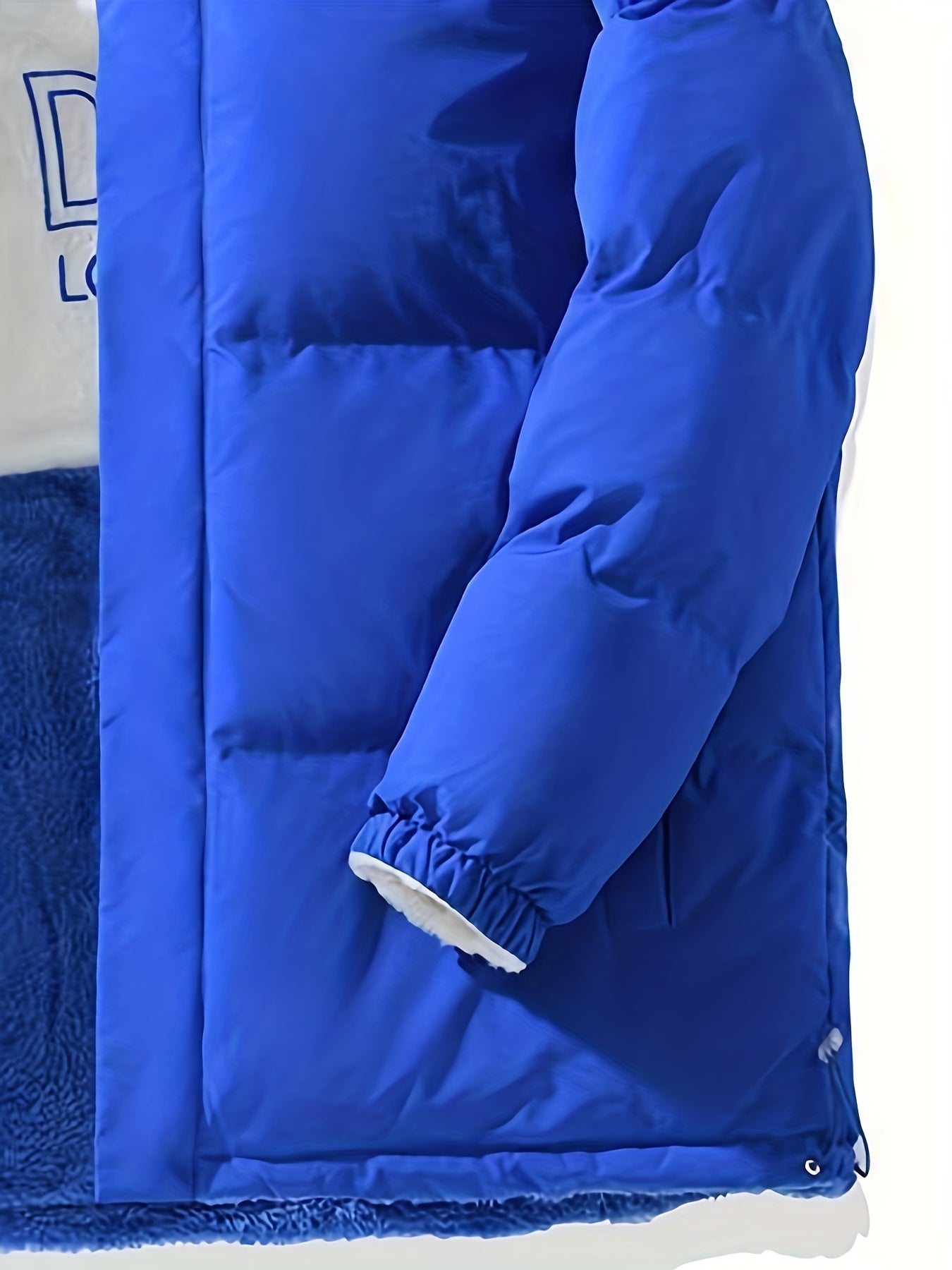 Men'S Double-Sided Fleece-Lined Thickened Jacket - Casual Stand Collar with Letter Print, Regular Fit, Pockets, Polyester Fill, Versatile for Fall/Winter, Winter Jacket