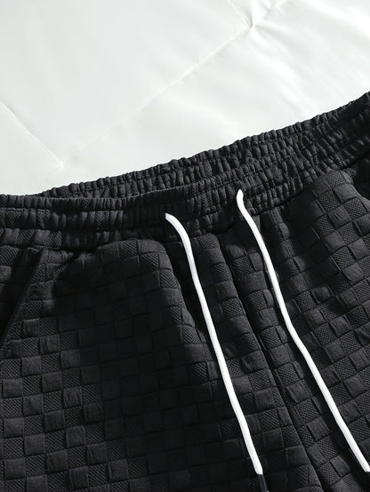 Men's Shirt and Shorts Set Solid Color Knit Casual Comfort High-Quality Short Two-Piece