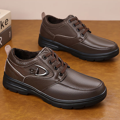 Men's Vintage Leather Winter Casual Lace-Up Shoes