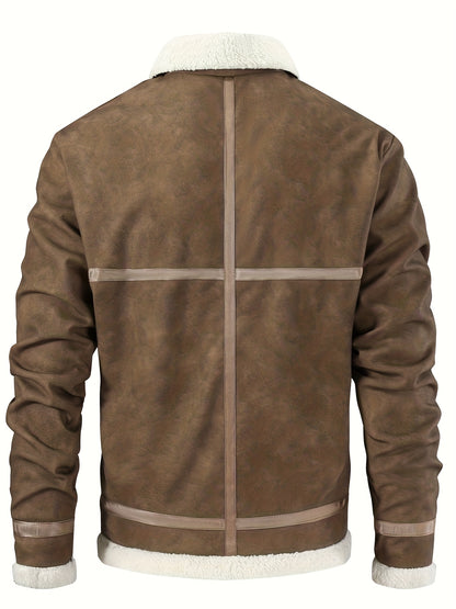 Men'S Heavy-Duty Full-Zip Jacket - Thick Winter Coat with Full-Zip Closure, Lapel Collar, Non-Stretch Fabric - Cold Weather Outerwear for Formal & Casual Events, Winter Jacket, Formal Event Attire, Sleek Design, Durable Const