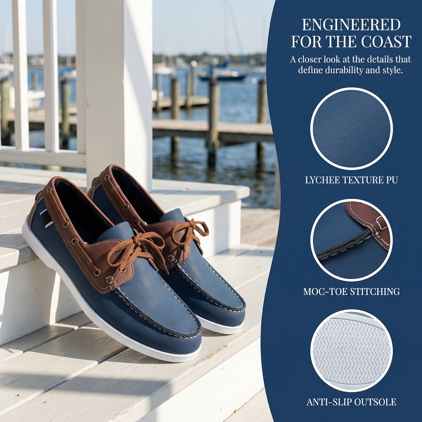 Men's Casual Low-Top Sneakers with PU Upper - All Season