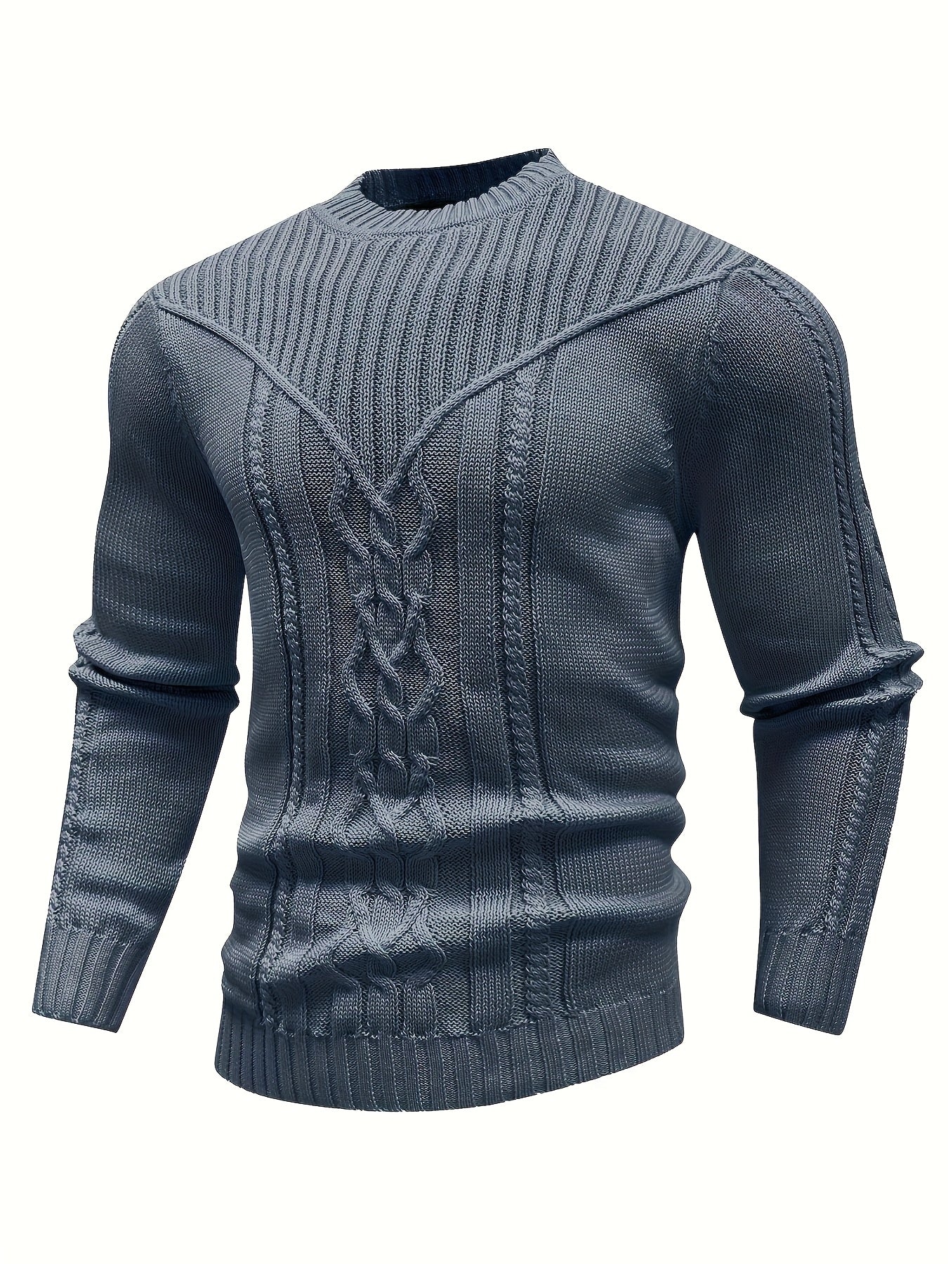 Fashion Knit Round Neck Sweater Pullover - Soft, Breathable, Medium Stretch, Long Sleeve, Casual Top for City Walks, Streets, Outings, Outdoor Activities - Perfect for Autumn and Winter