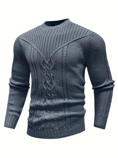 Fashion Knit Round Neck Sweater Pullover - Soft, Breathable, Medium Stretch, Long Sleeve, Casual Top for City Walks, Streets, Outings, Outdoor Activities - Perfect for Autumn and Winter