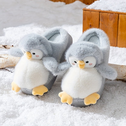 Women's Cute Penguin Plush Slippers - Winter Warm Slip-On Indoor House Shoes with Adorable Black & White Penguin & Beak Design, Soft Sole & Plush Lining, Pink Belly & Yellow Beak for -Like Comfort (Adults &), Slippers For Wom