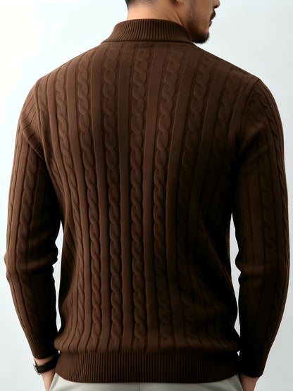 Men's Casual Quarter-Zip Knit Pullover for Spring and Fall