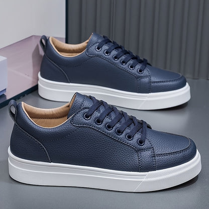Men's Vintage Low-Top Casual Sneakers with PU Upper