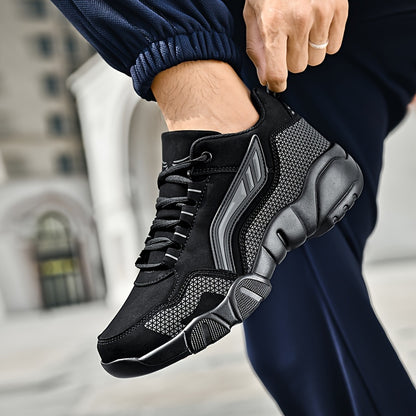 Men's Casual Sporty Sneakers - High Quality PU Upper, Non-Slip Rubber Sole with Cushioned Comfort  Inner Arch Support, Low-Top Lace-Up Design for All-Day Wear (Black/White) - Spring/Fall/Winter Seasonal Versatility, Comforta
