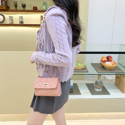 A Minimalist Striped Small Square Bag, Crossbody Style, with a Turn-Lock Closure, Perfect for Commuting, Shopping, And Leisure. an Ideal Gift for During Holidays, Suitable for Couple Trips, Work, Office Use, Balls, Parties, W