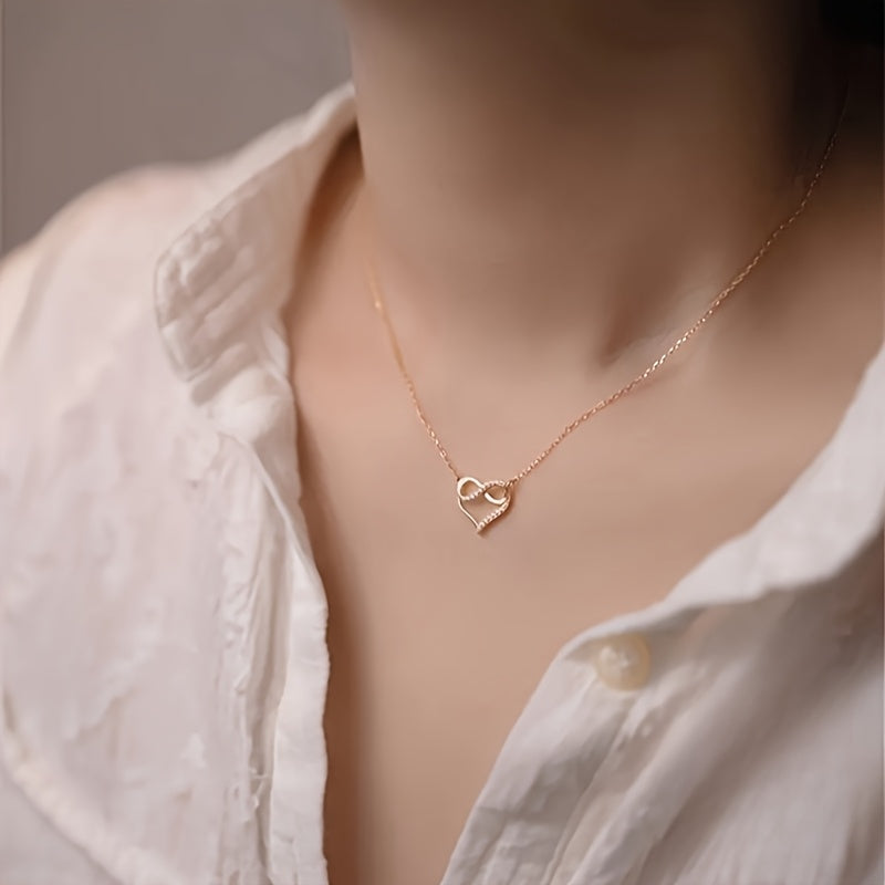 Women's Elegant Heart Pendant Necklace with Zirconia