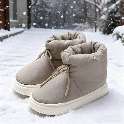 Men'S & Women'S Slip-On Snow Boots - Winter Warmth with Plush Lining, Soft Fabric Upper & Cushioned EVA Sole, Round Toe Short Ankle Boots for Indoor/Outdoor Use, Unisex Casual Footwear in Black/Gray/Navy Blue - All-Season Com