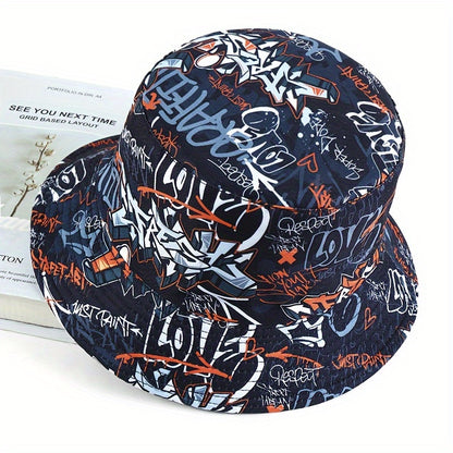 Letter Printed Bucket Hats For Men And Women - Outdoor Sun Protection Double-Sided Hats