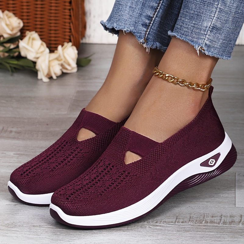 Women’s Lightweight Knit Sneakers with Cut-Out Design, All-Season