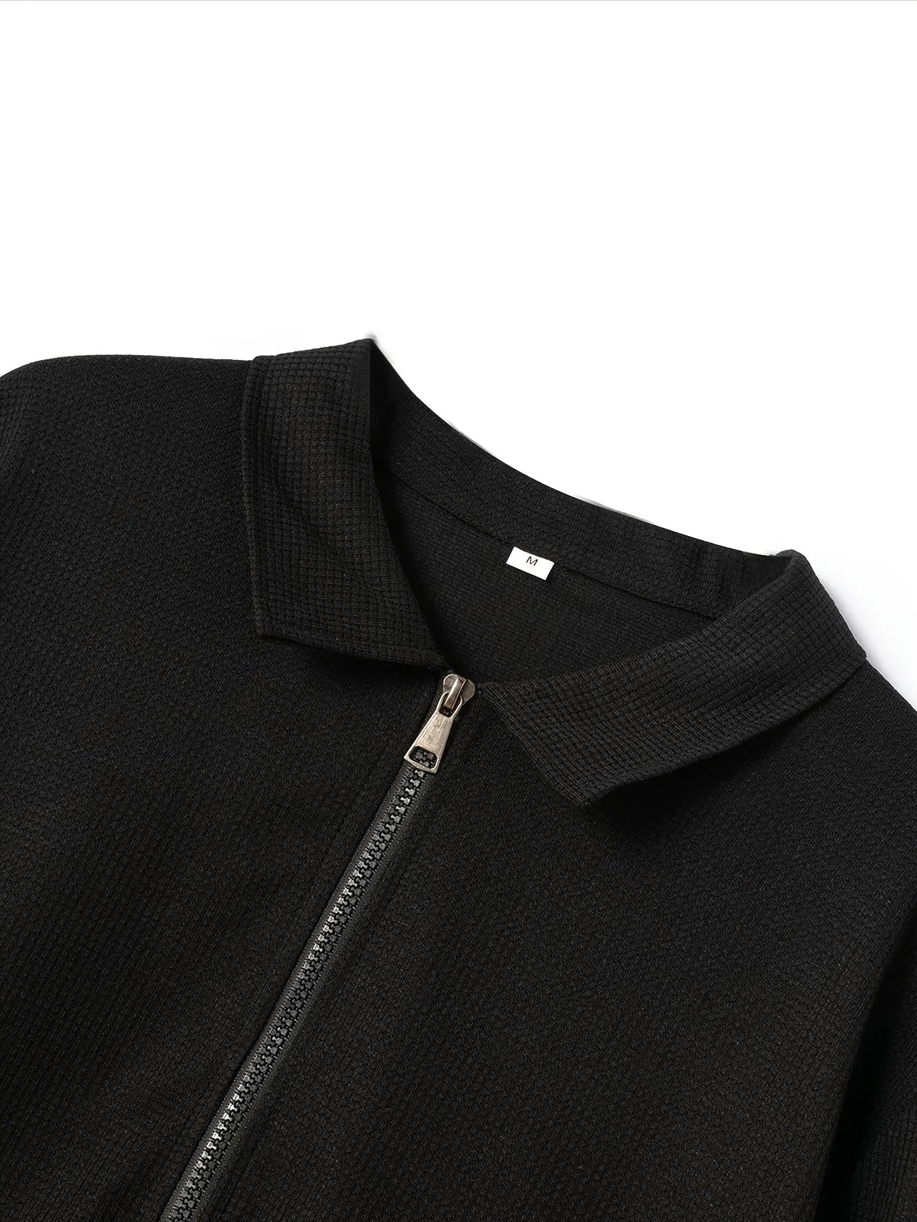 Men's Plain Waffle Zipper Jacket Casual Daily Fashion