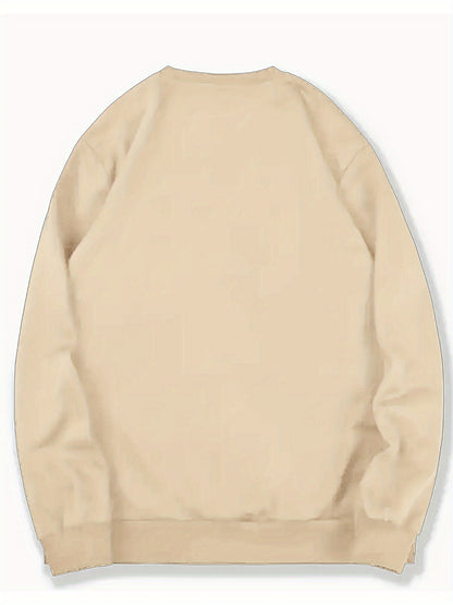 Men's White Christmas & New Year Oversized Sweatshirt - Long Loose Fit Casual Sweater with Pocket, Red Polka Santa Hat & Holly Berry Logo, Pink Heart Accent - Holiday Party Winter Wear (Machine Washable)