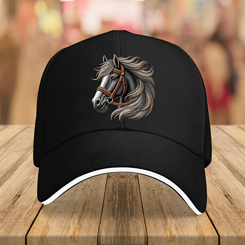 Vintage-Style Lightweight Baseball Cap with Horse Design