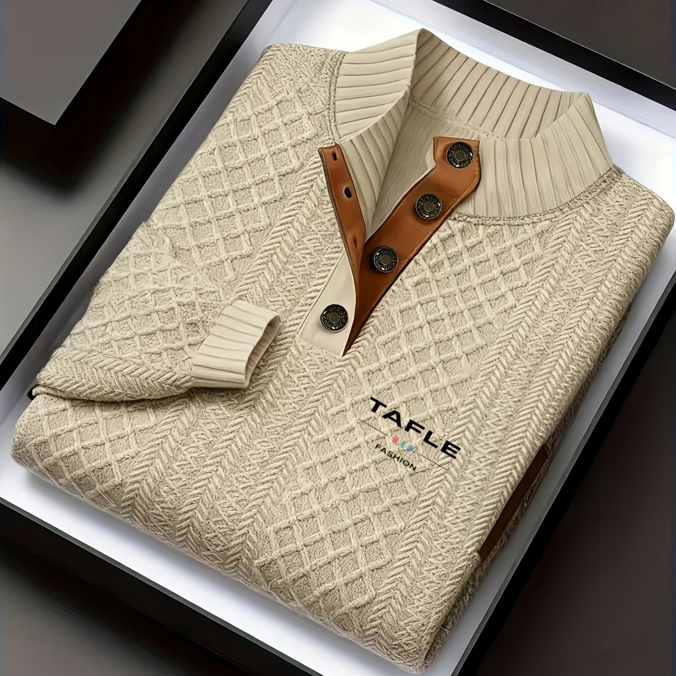 Milan High-Quality New Luxury Men'S Stand-Up Collar Jacquard Knitted Sweater, Casual Long-Sleeve Jacquard Golf Shirt