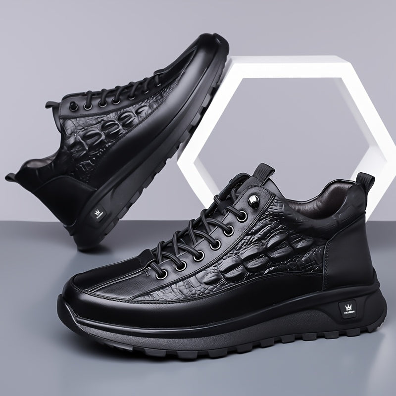 Men's Casual British Style Mid-Calf Winter Fleece Boots