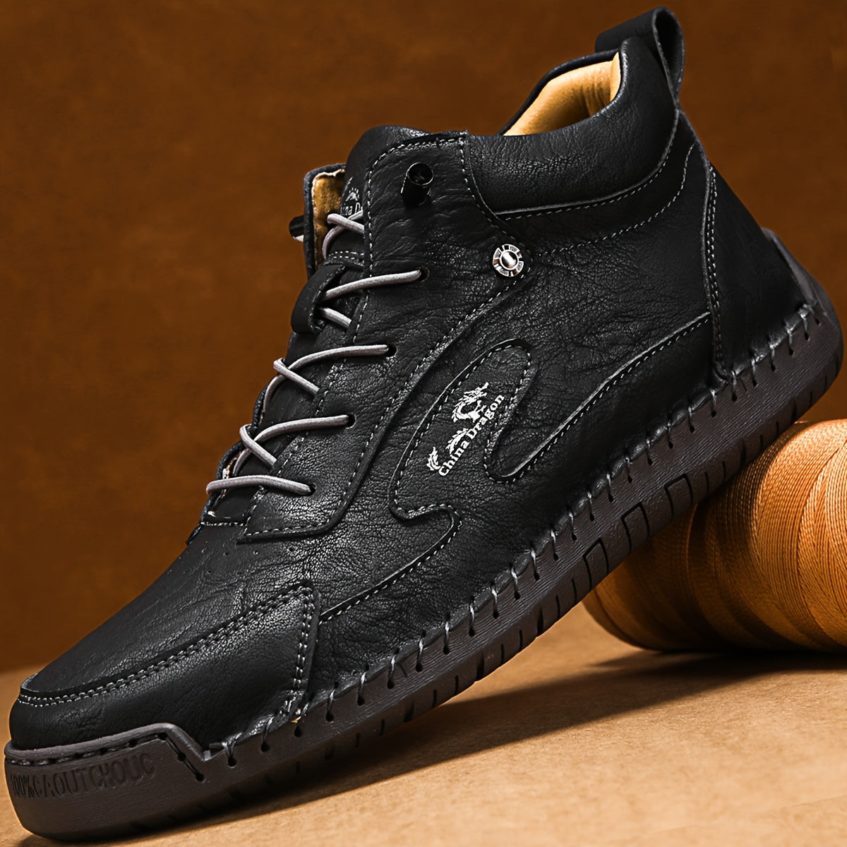 Men's Casual Chelsea Boots with Lace-Up, All-Season Style