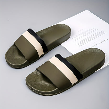 Unisex Striped Quick-Dry Anti-Slip Shower Slippers