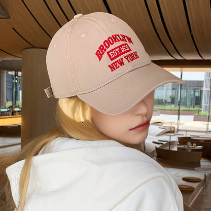 Brooklyn NY Embroidered Baseball Cap, Unisex Polyester Cotton Blend, Lightweight Breathable Sport Cap, Adjustable One Size, Hand Washable, Perfect for Valentine'S Day - Lightweight & Inelastic