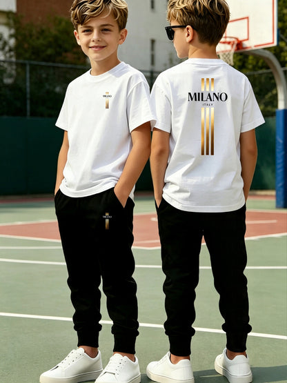 Boys' Milano Geometric Tee & Pants Set for Spring to Fall