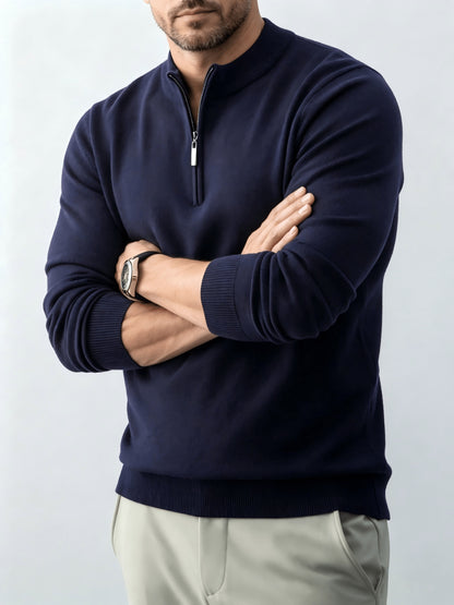 Men's Fall/Winter Half-Zip Stand Collar Knit Pullover Sweater