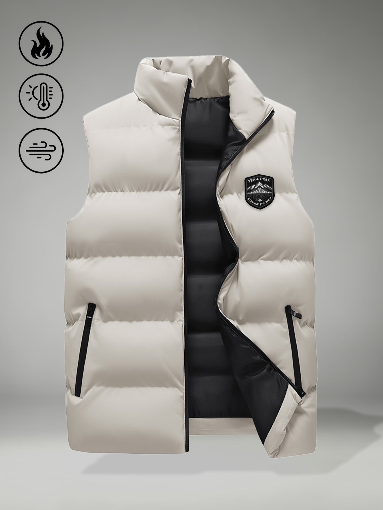 Men's Autumn-Winter Stand Collar Warm Polyester Vest