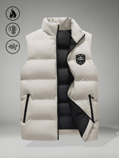 Men's Autumn-Winter Stand Collar Warm Polyester Vest