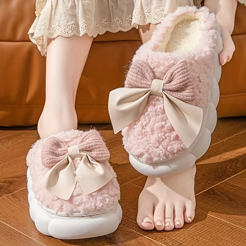 Women’s Plush Slip-On Slippers with Anti-Slip Thickened Soles