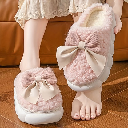 Women’s Plush Slip-On Slippers with Anti-Slip Thickened Soles