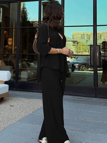 Women’s Spring Summer Casual Button Front Two-Piece Set