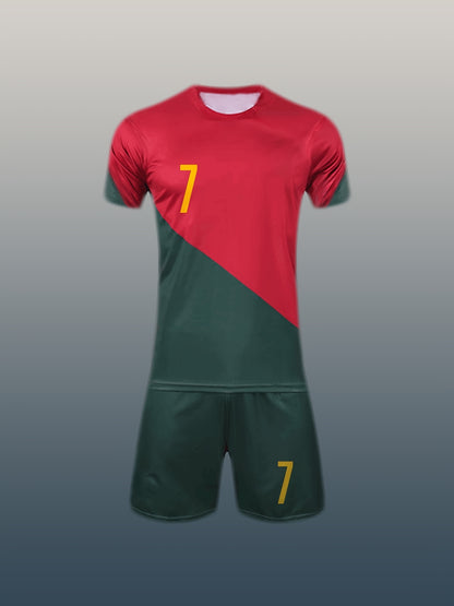 2022 Customizable Name and Number Portugal Jersey - Ronaldo Fan Edition Replica, 100% Polyester Quick-Dry Fabric with Breathable Mesh Design, Ideal for Watching Matches/Daily Wear/Fan Gatherings/Sports & Fitness, Perfect for